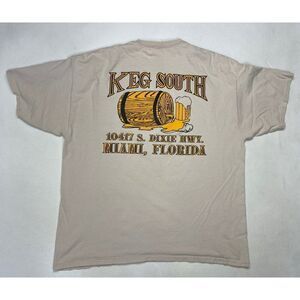 Keg South Miami Florida Pocket Graphic T-shirt Men XXL Beige Short Sleeve